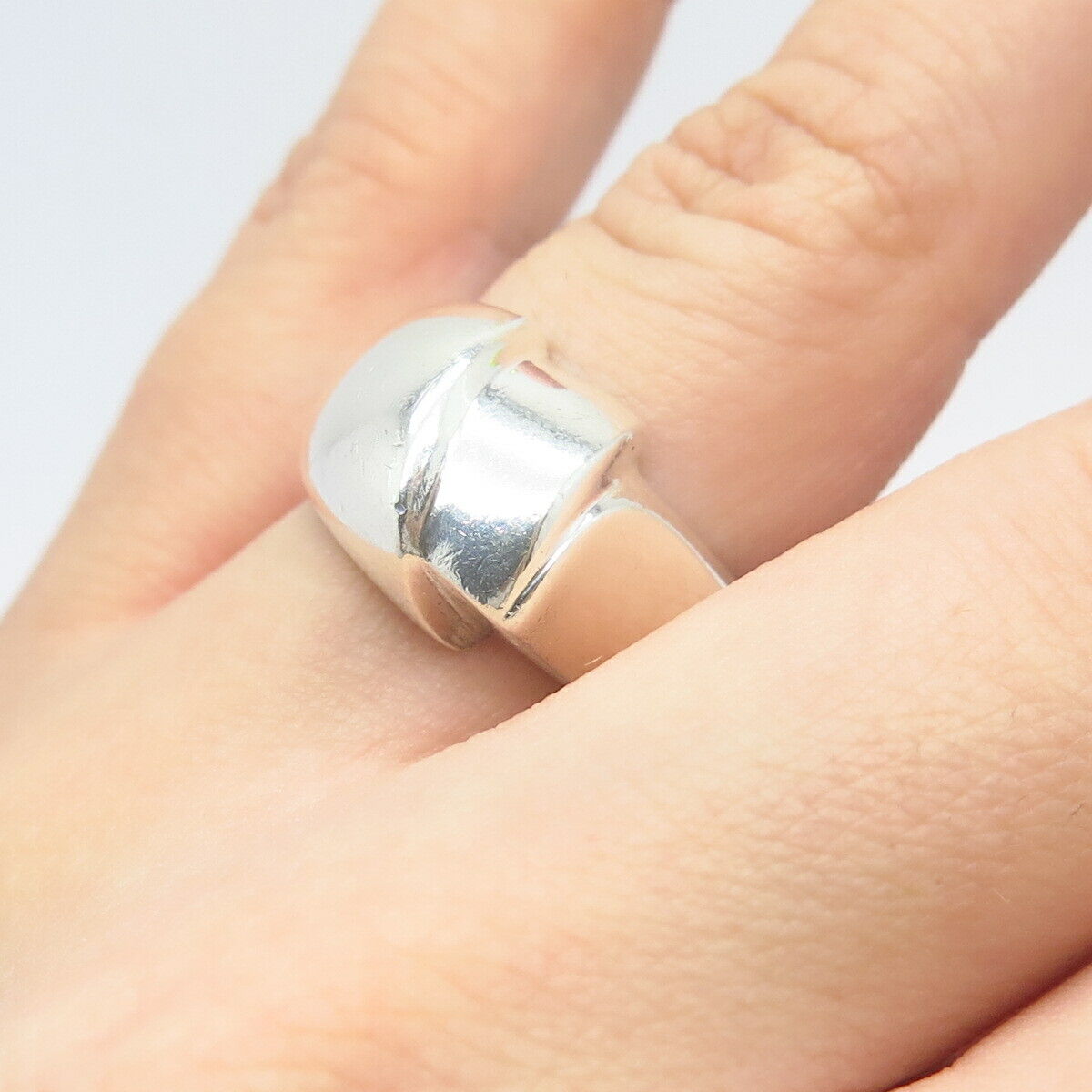 925 Sterling Silver Vintage Modernist Ring Size 5