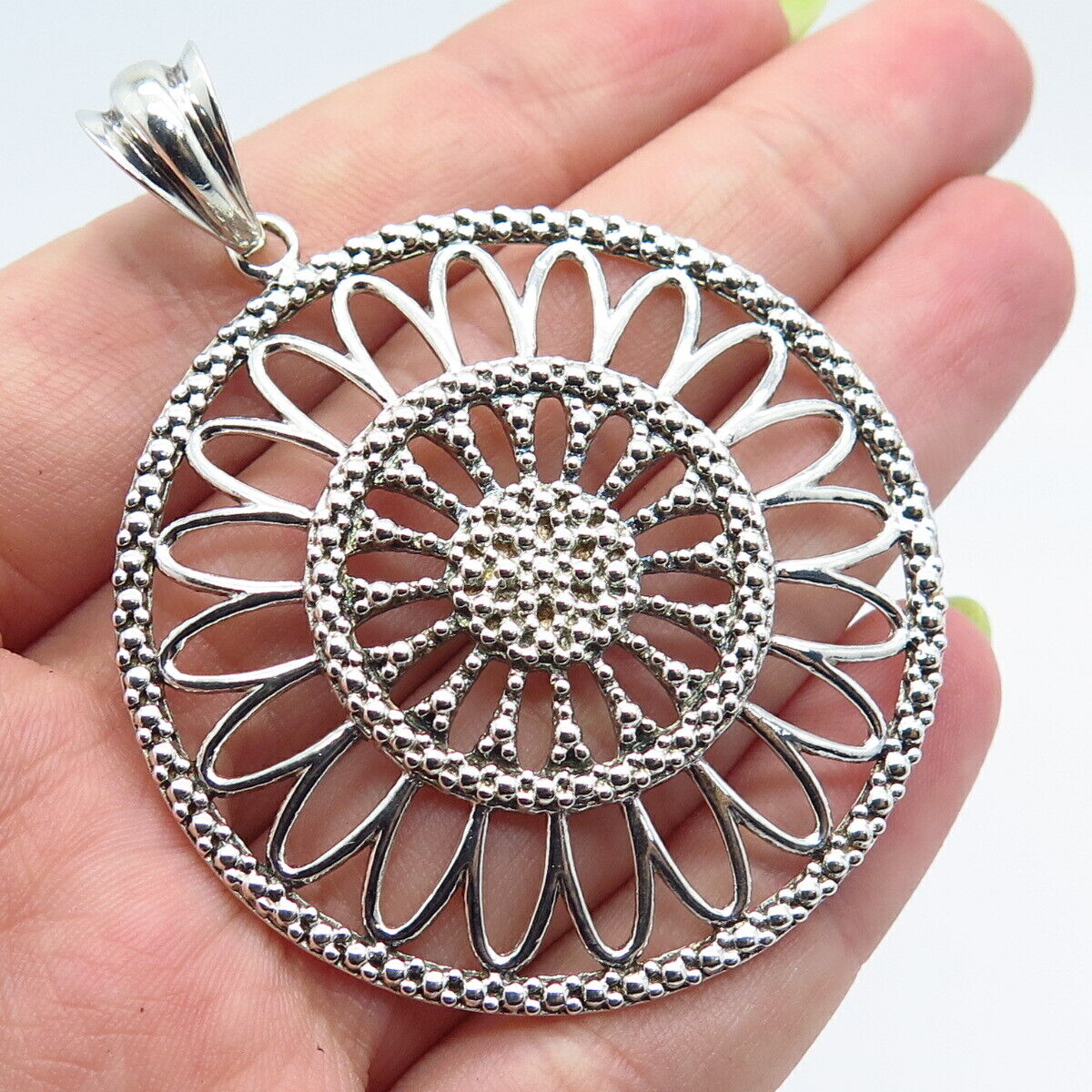 925 Sterling Silver Vintage Italy Milor Ornate Pendant