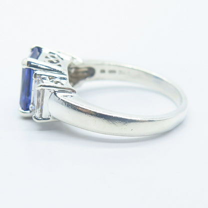 925 Sterling Silver White & Blue C Z Ring Size 9.25