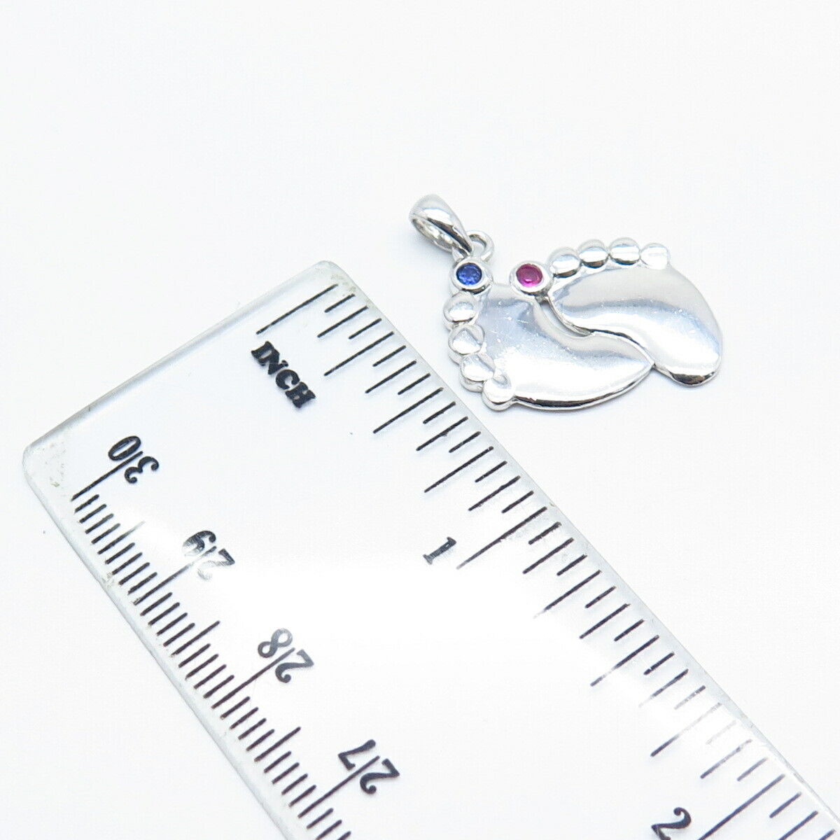 925 Sterling Silver Lab-Created Sapphire & Ruby Footprint Pendant