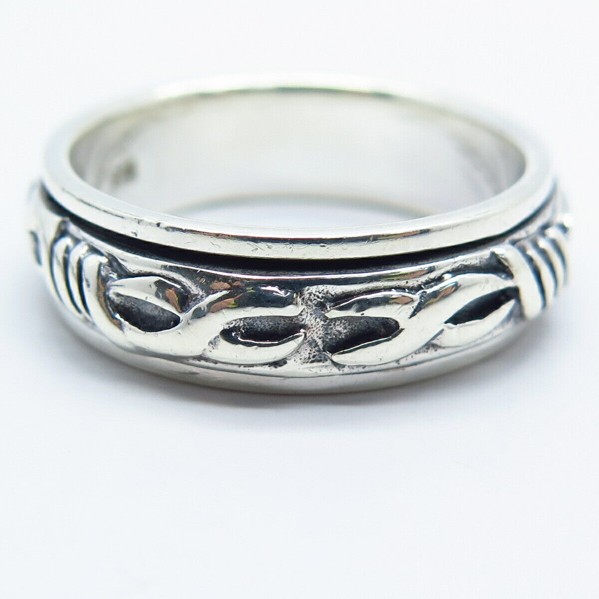 925 Sterling Silver Vintage Celtic Rotating Band Ring Size 12