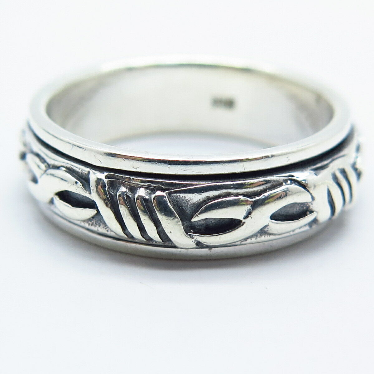 925 Sterling Silver Vintage Celtic Rotating Band Ring Size 12