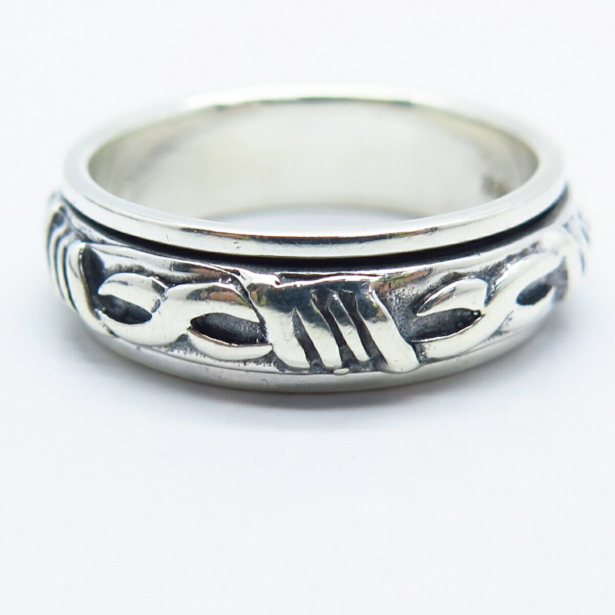 925 Sterling Silver Vintage Celtic Rotating Band Ring Size 12