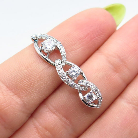 925 Sterling Silver C Z Braided Slide Pendant