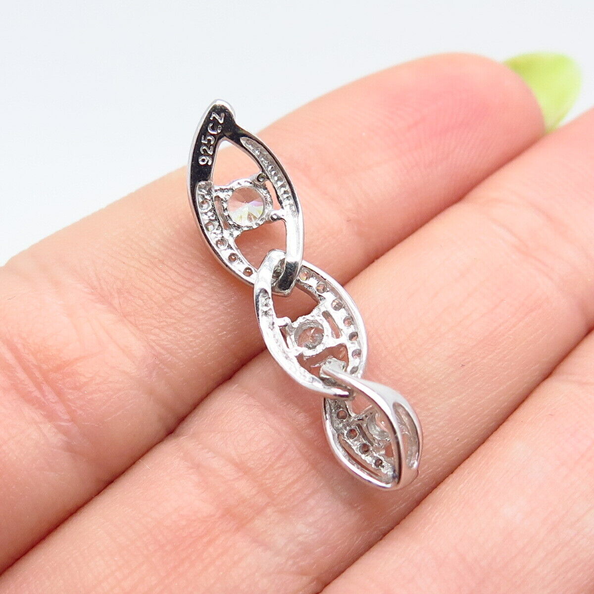 925 Sterling Silver C Z Braided Slide Pendant