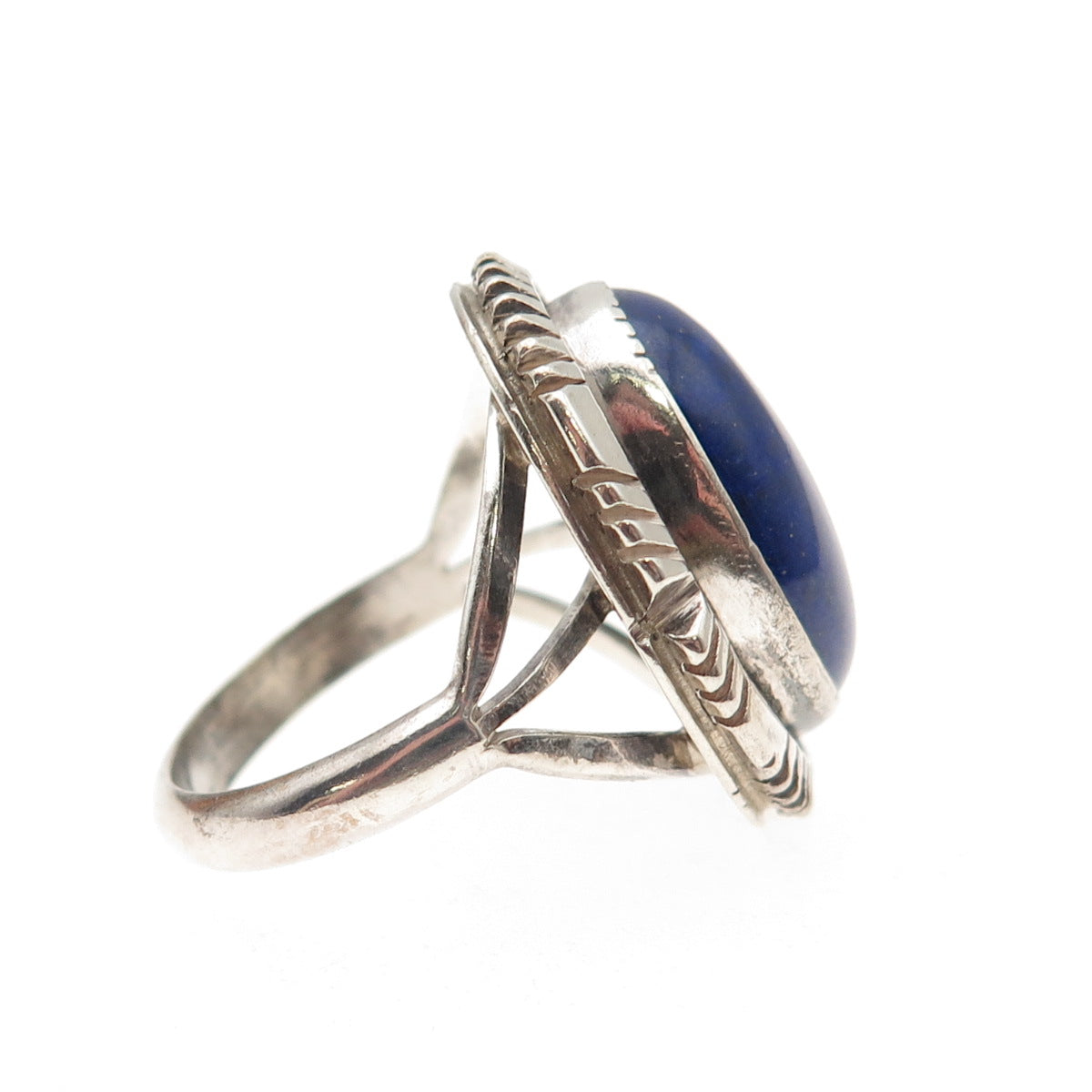 William G. Johnson Navajo Old Pawn Sterling Silver Vintage Lapis Ring Size 7.75