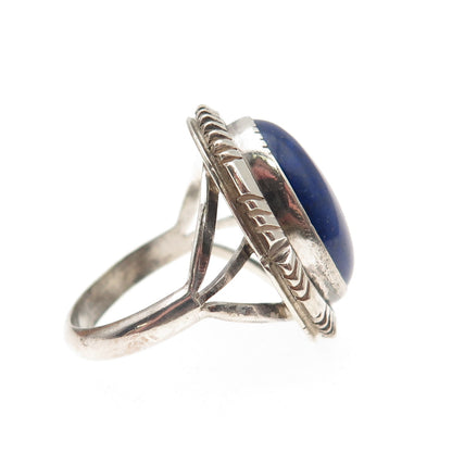 William G. Johnson Navajo Old Pawn Sterling Silver Vintage Lapis Ring Size 7.75