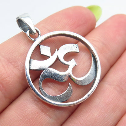 925 Sterling Silver Vintage Om Mantra Pendant