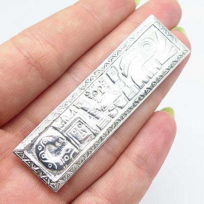 925 Sterling Silver Vintage Peru Tribal Pin Brooch