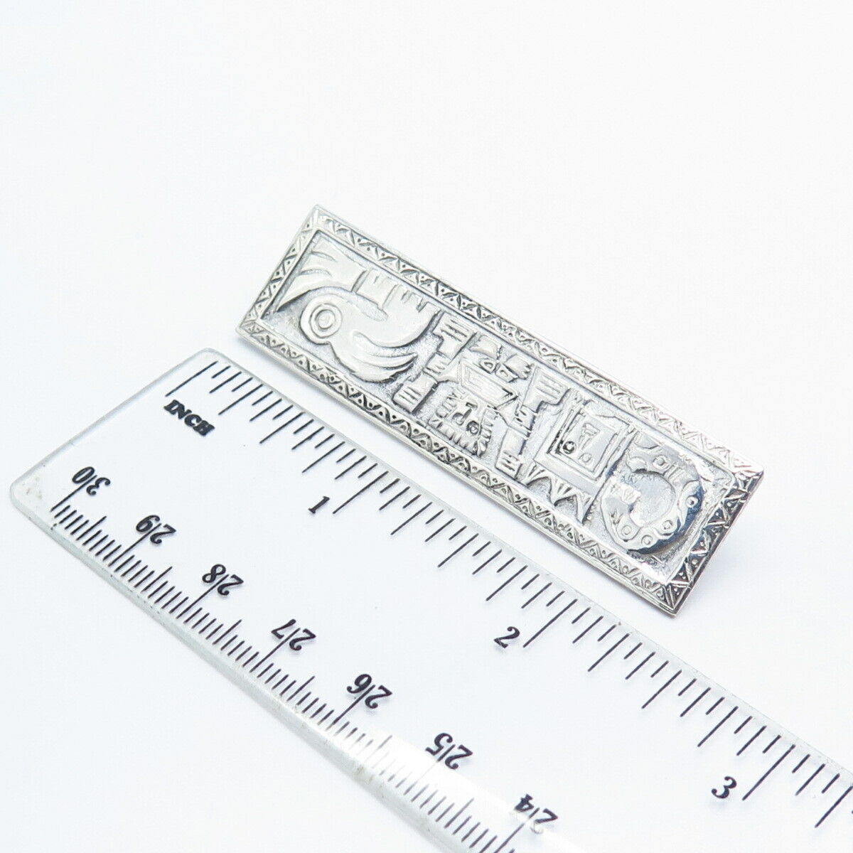 925 Sterling Silver Vintage Peru Tribal Pin Brooch