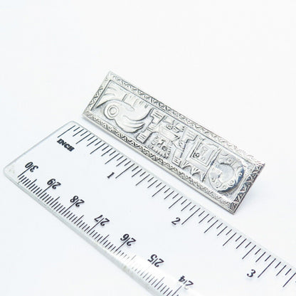 925 Sterling Silver Vintage Peru Tribal Pin Brooch