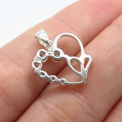 925 Sterling Silver C Z Open Heart Pendant