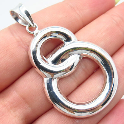 925 Sterling Silver Vintage Double Circle Dangling Pendant