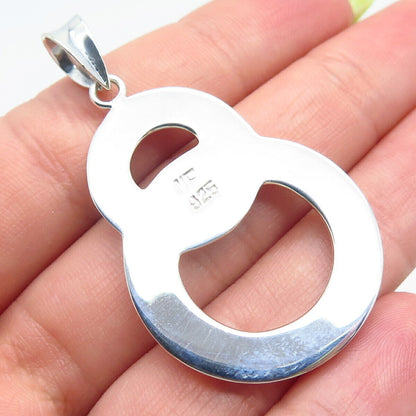 925 Sterling Silver Vintage Double Circle Dangling Pendant