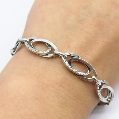 925 Sterling Silver Vintage Danecraft Oval Link Bracelet 6.75"