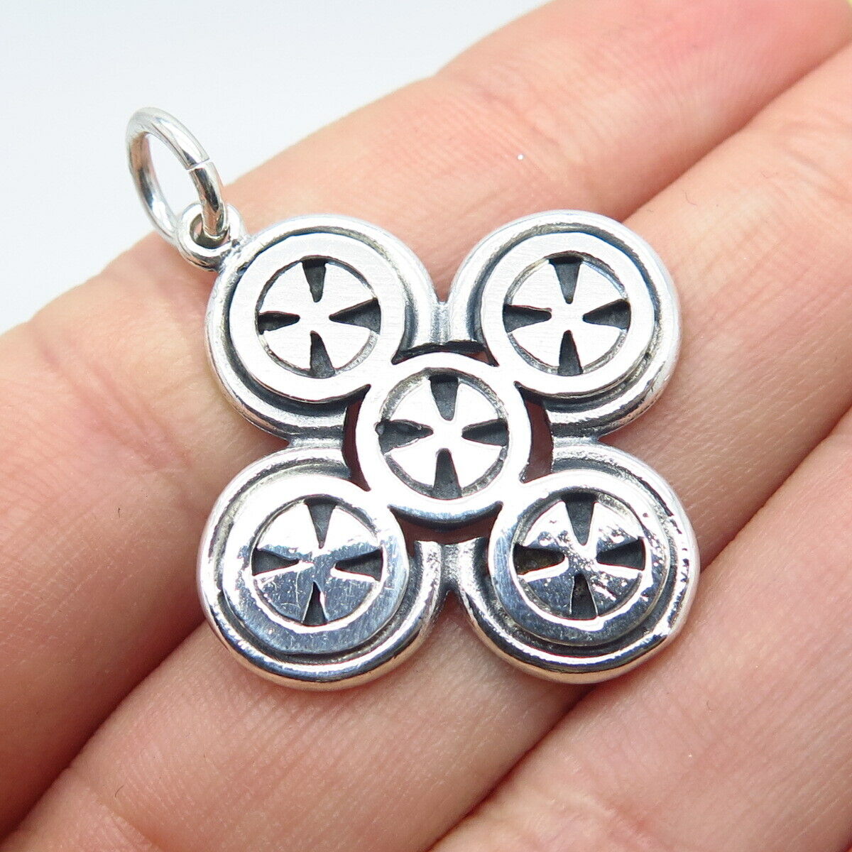 950 Silver Vintage Abstract Cross Charm Pendant