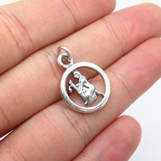 925 Sterling Silver Vintage Indian Hunter Charm Pendant