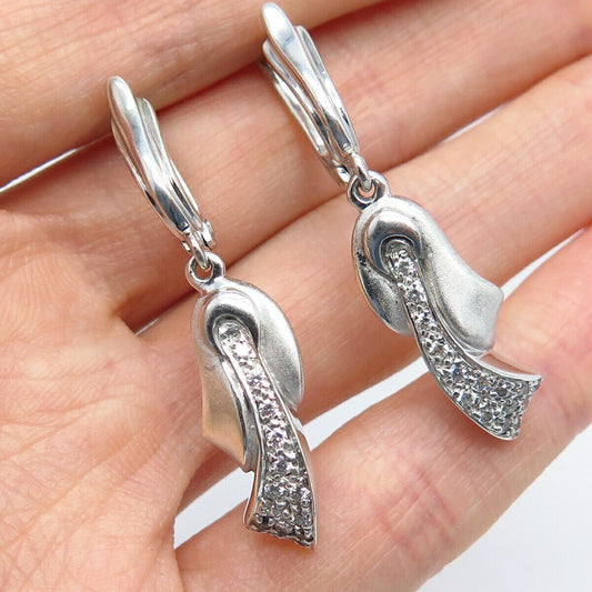 925 Sterling Silver C Z Dangling Earrings