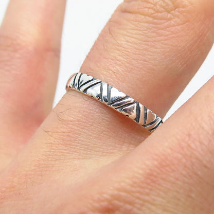 925 Sterling Silver Heart Band Ring Size 7