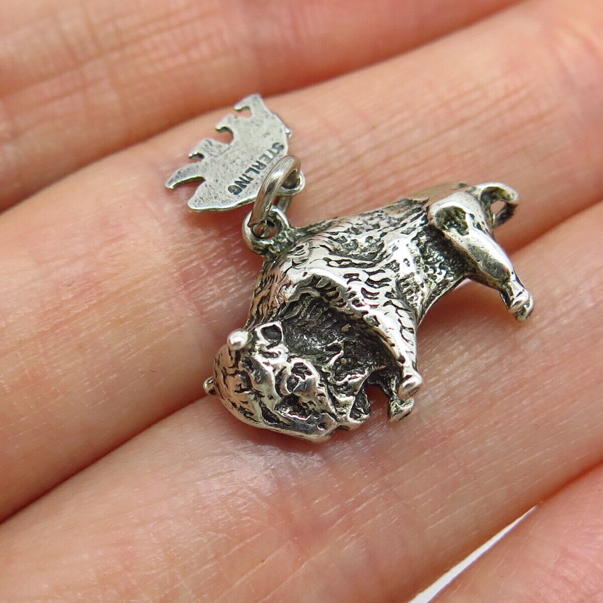 925 Sterling Silver Vintage Bull Charm Pendant