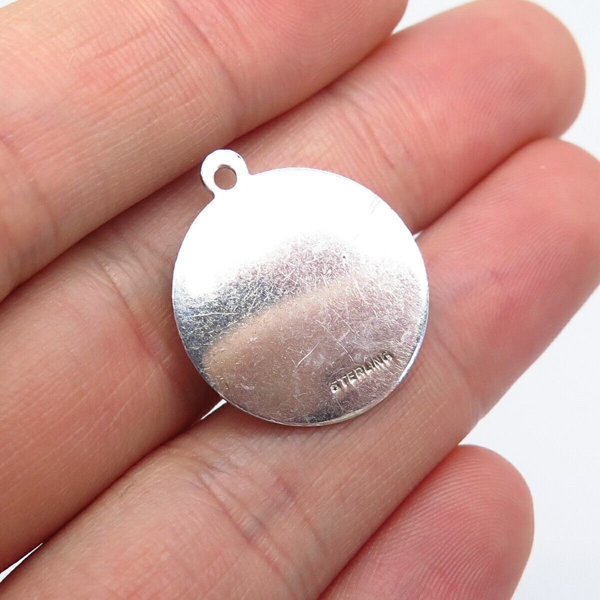 925 Sterling Silver Vintage Pink C Z Graduation Day Charm Pendant