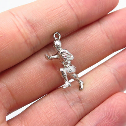 925 Sterling Silver Vintage Football Player Charm Pendant