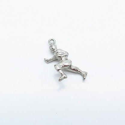 925 Sterling Silver Vintage Football Player Charm Pendant