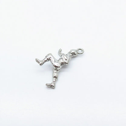 925 Sterling Silver Vintage Football Player Charm Pendant