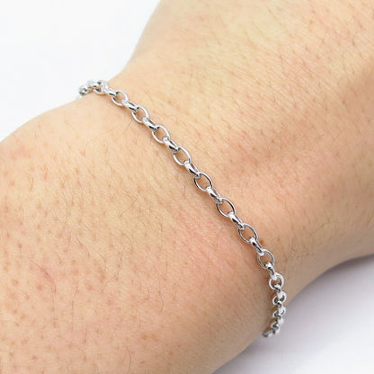 925 Sterling Silver Rolo Link Adjustable Bracelet 6-7.25"