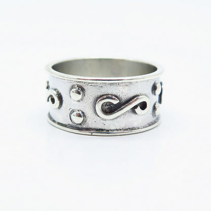 925 Sterling Silver Vintage GGC Tribal Band Ring Size 7.5