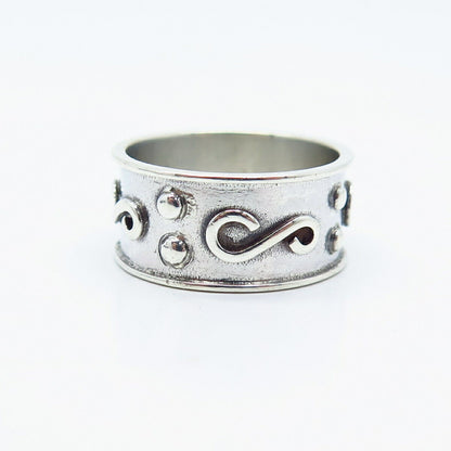 925 Sterling Silver Vintage GGC Tribal Band Ring Size 7.5
