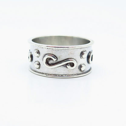 925 Sterling Silver Vintage GGC Tribal Band Ring Size 7.5