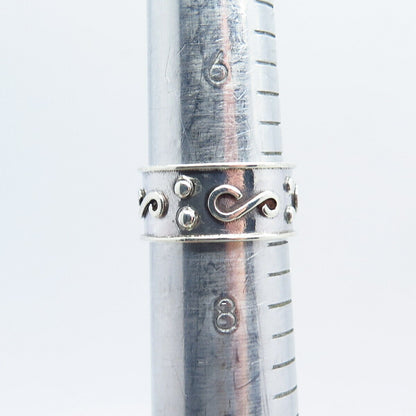 925 Sterling Silver Vintage GGC Tribal Band Ring Size 7.5