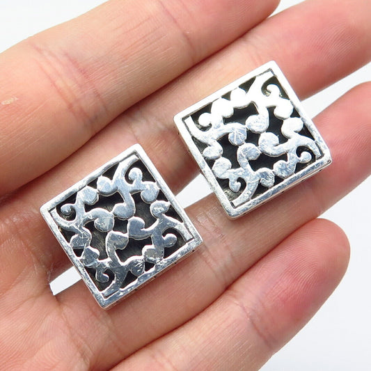 925 Sterling Silver Vintage Ornate Square Cufflinks