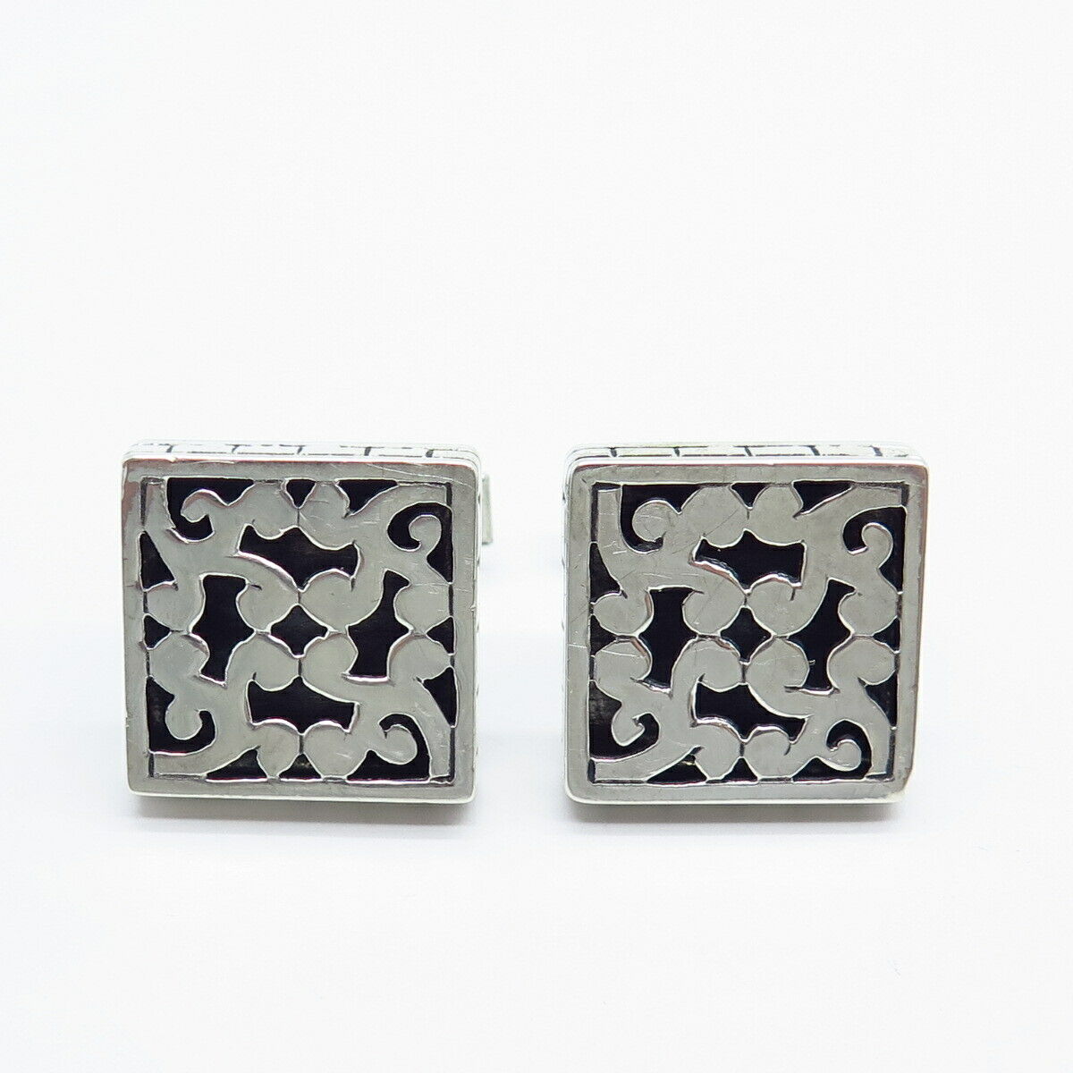 925 Sterling Silver Vintage Ornate Square Cufflinks