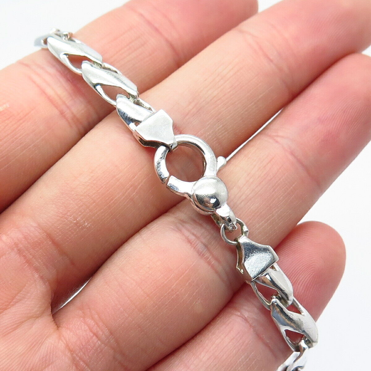 925 Sterling Silver Vintage Italy Anchor Mariner Link Bracelet 7"