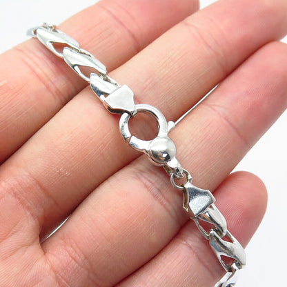 925 Sterling Silver Vintage Italy Anchor Mariner Link Bracelet 7"