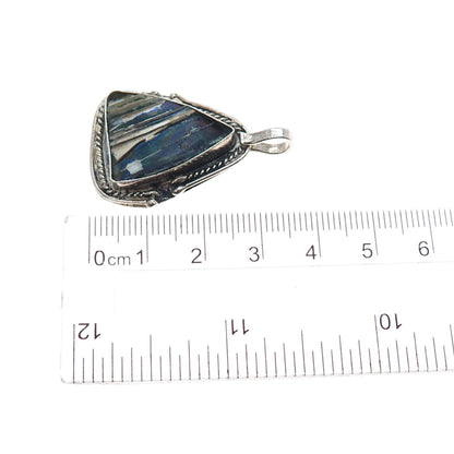 925 Sterling Silver Vintage Roman Glass Modernist Charm Pendant