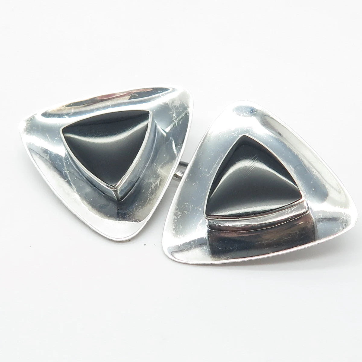 925 Sterling Silver Vintage BOMA Real Black Onyx Gemstone Pin Brooch