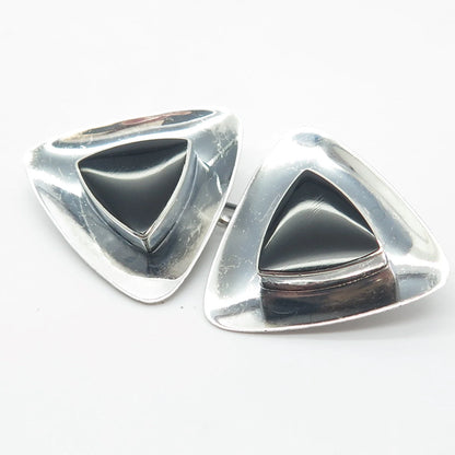 925 Sterling Silver Vintage BOMA Real Black Onyx Gemstone Pin Brooch