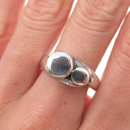 925 Sterling Silver Vintage Modernist Oxidized Ring Size 9