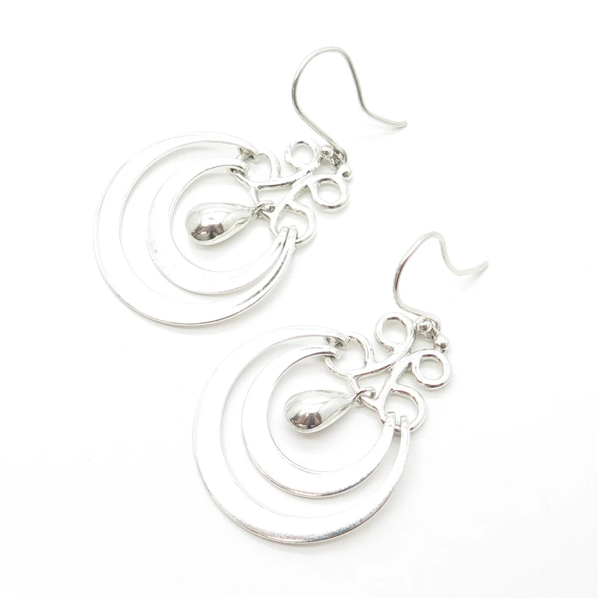 925 Sterling Silver Vintage Mexico ATI Dangling Hook Earrings