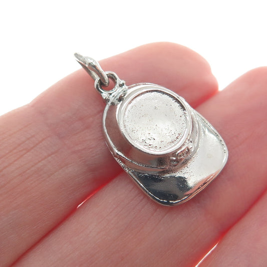 KINNEY 925 Sterling Silver Antique Art Deco Hat Minimalist Charm Pendant