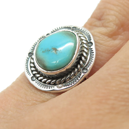 F. ARVISO NAVAJO Old Pawn 925 Sterling Silver Southwestern Turquoise Ring Size 5