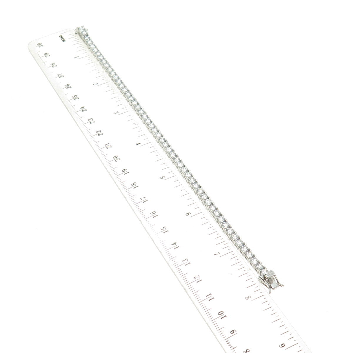 925 Sterling Silver Round-Cut C Z Tennis Link Bracelet 7.75"