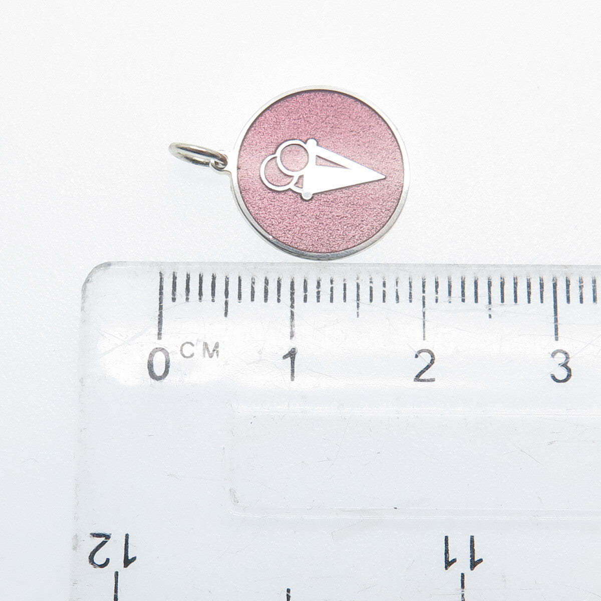 925 Sterling Silver Rose Enamel Ice Cream Round Cut Minimalist Charm Pendant