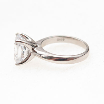 925 Sterling Silver Cushion-Cut C Z Engagement Ring Size 5
