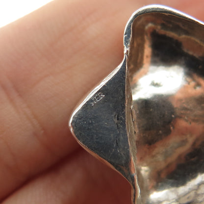 925 Sterling Silver Vintage Modernist Letter V Clip On Earrings