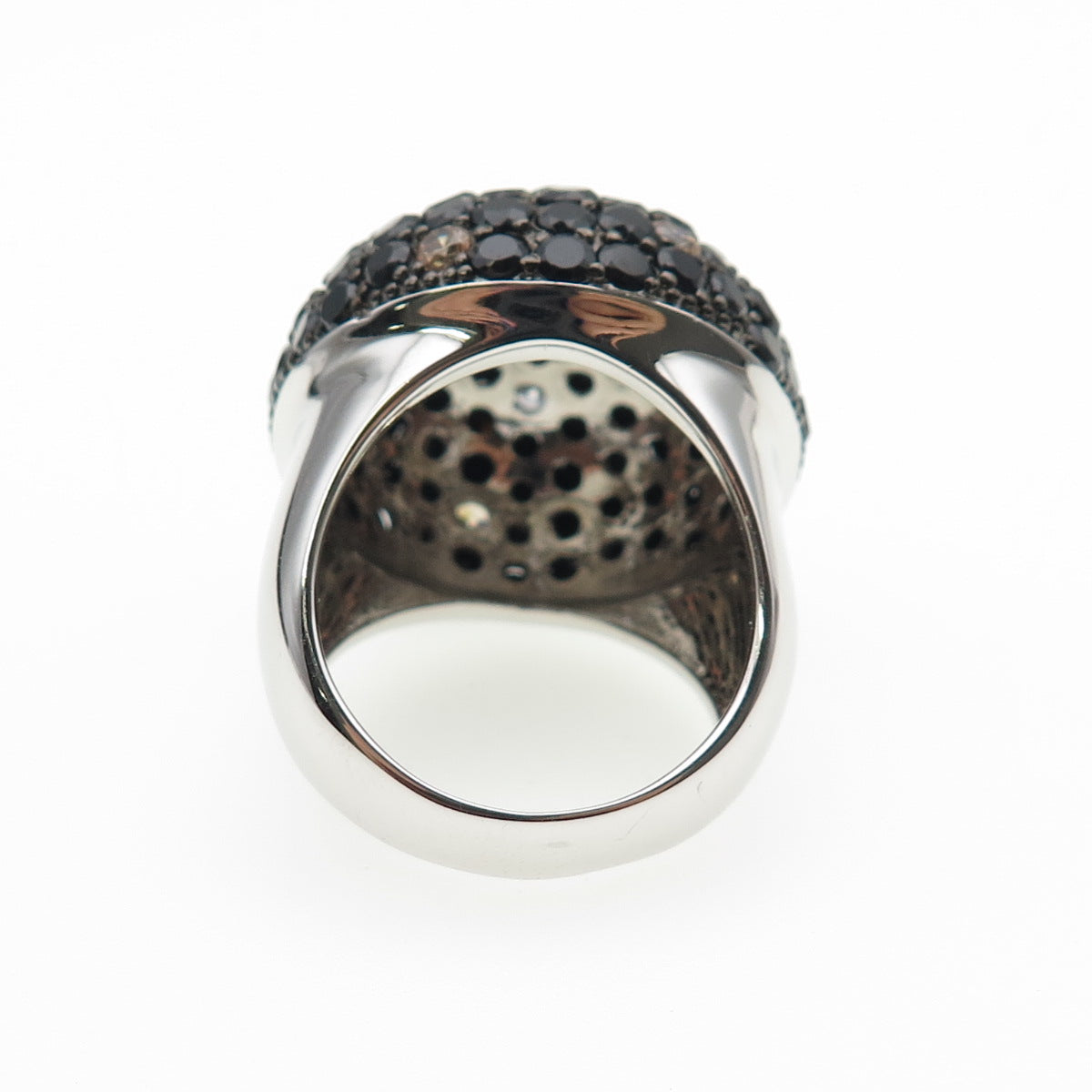 925 Sterling Silver Round-Cut Black & White C Z Dome Ring Size 9.25