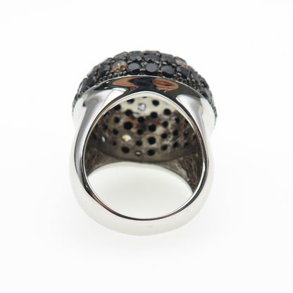 925 Sterling Silver Round-Cut Black & White C Z Dome Ring Size 9.25